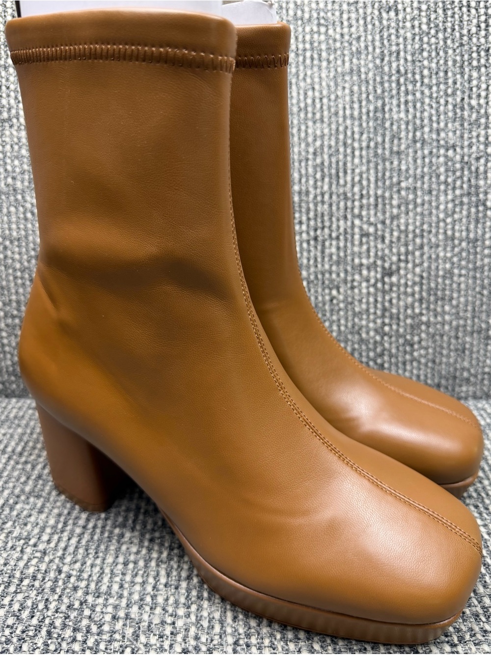 Aerosoles Sussex Booties Womens 6 Brown Luggage Combo Square Toe Block Heel NWT